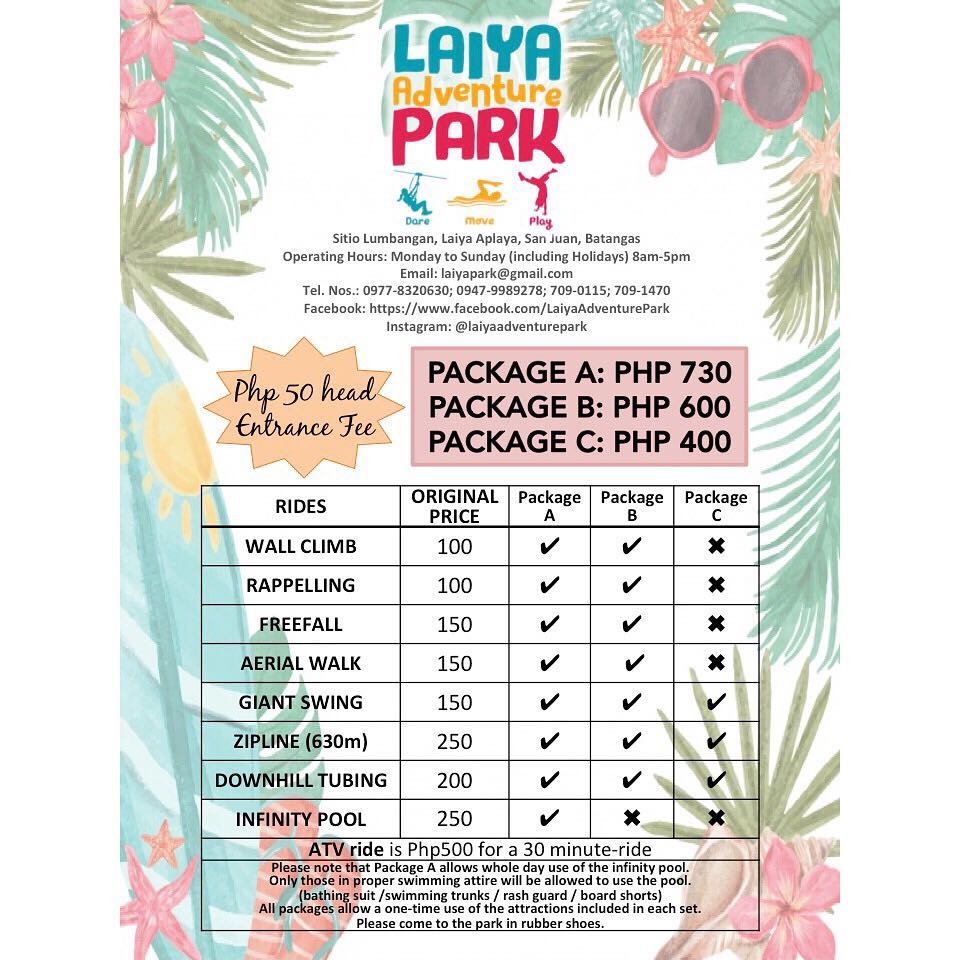laiya adventure park rates